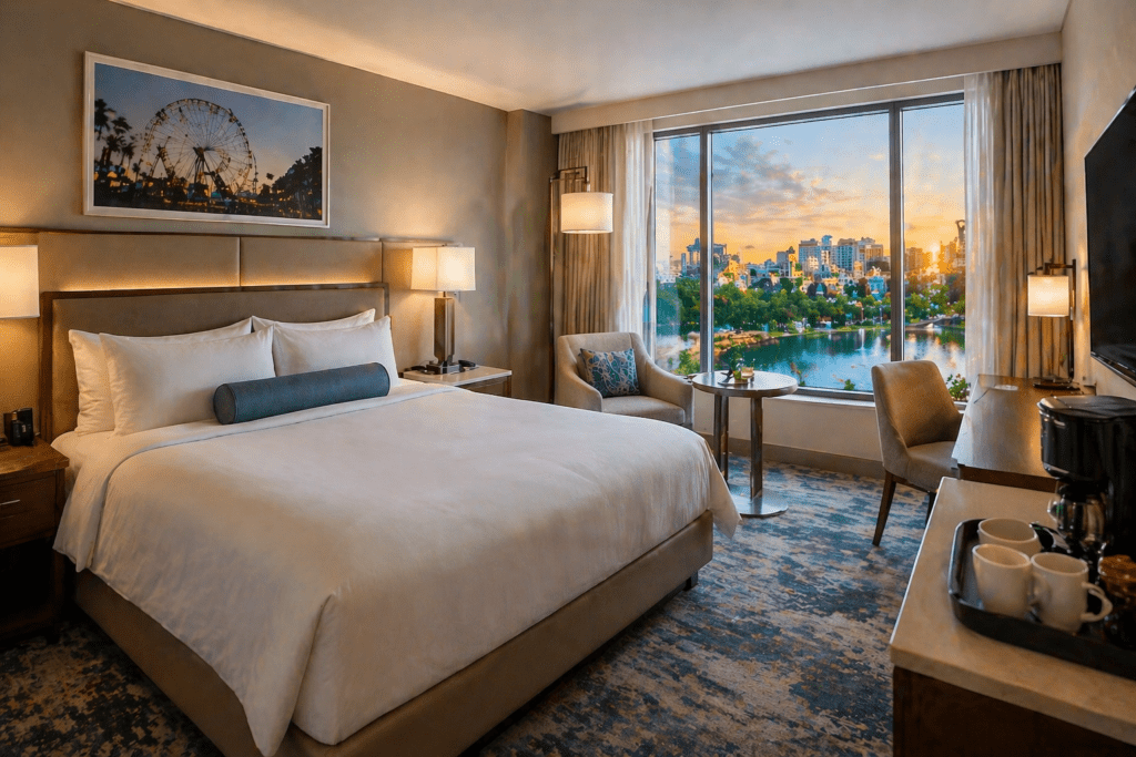 Hotel room in Kissimmee near Disney Orlando for comfortable travel stay